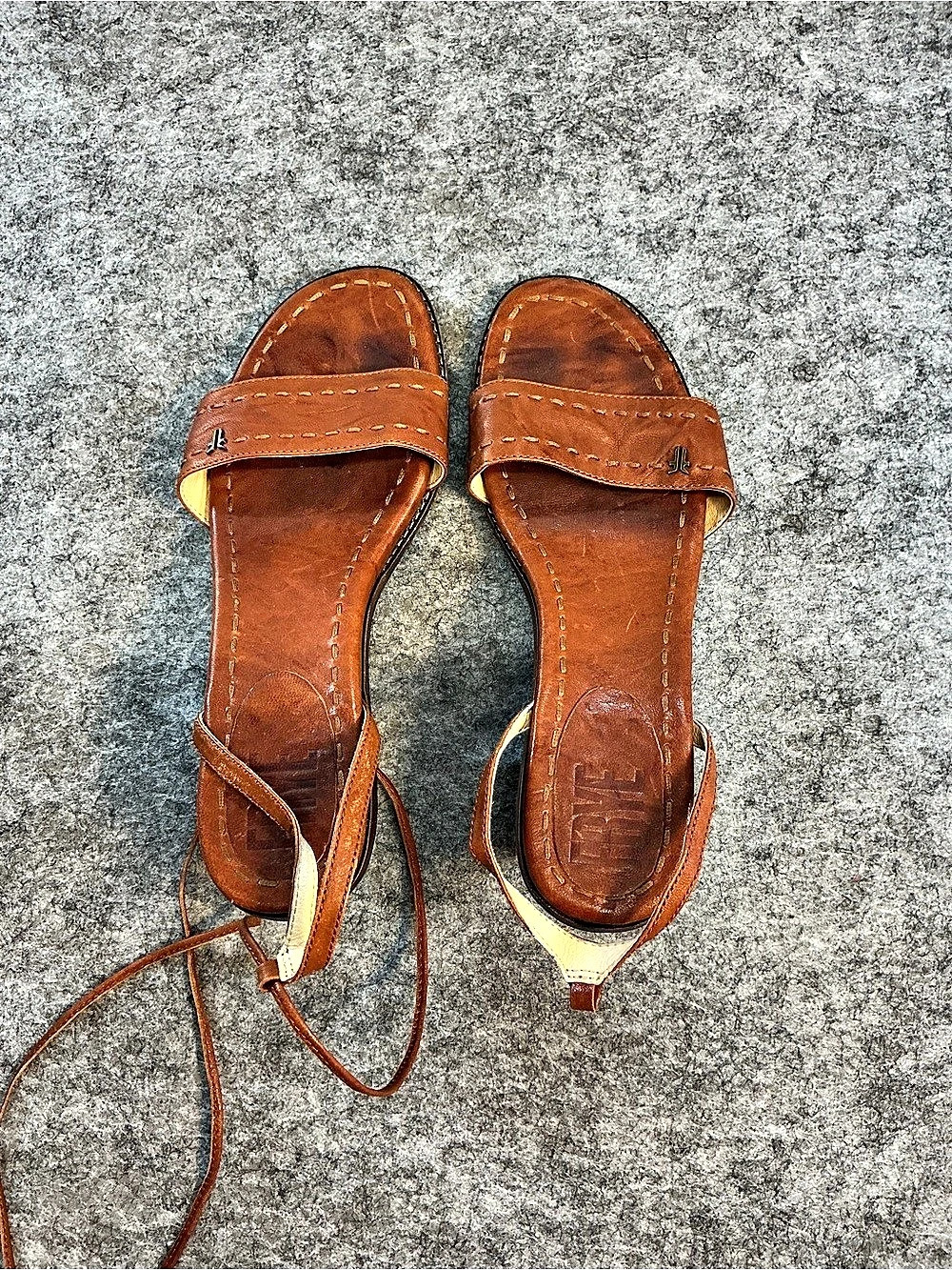 Fraye Brown Lace-Up Wedge Sandals Size 10
